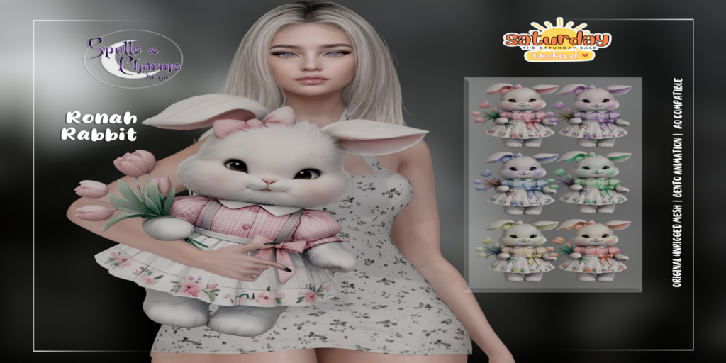 Ronah Rabbit Holdable	&lt;a href=&quot;http://maps.secondlife.com/secondlife/Starfall/49/26/2501&quot; target=&quot;_blank&quot;&gt;Teleport&lt;/a&gt;