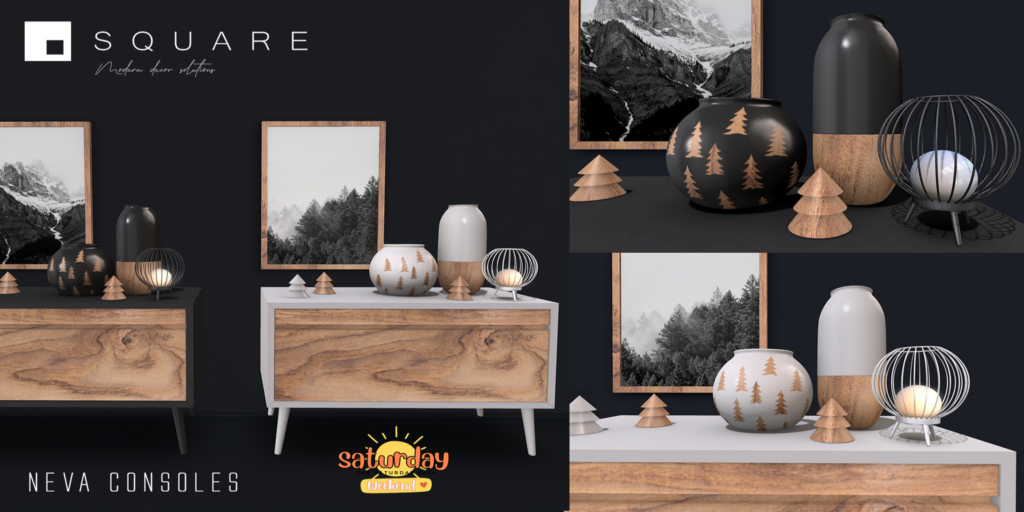 Neva Consoles Decor Set	&lt;a href=&quot;http://maps.secondlife.com/secondlife/Pandoro/179/89/3497&quot; target=&quot;_blank&quot;&gt;Teleport&lt;/a&gt;