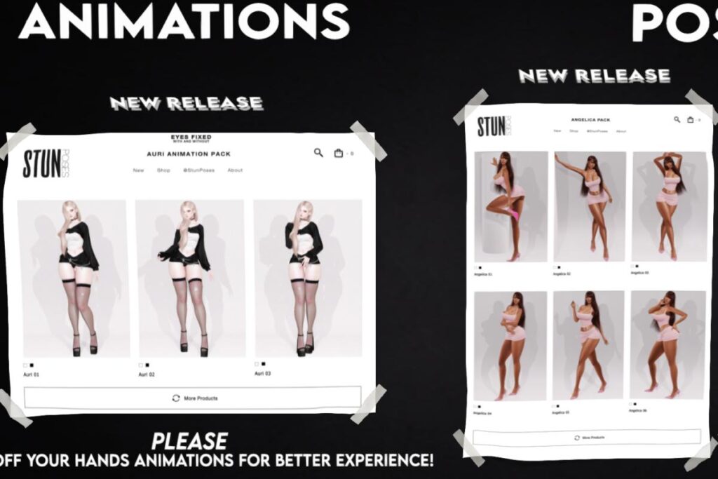 Auri Animations, L$150 each/L$300 FP | Angelica Poses, L$60 each/L$300 FP