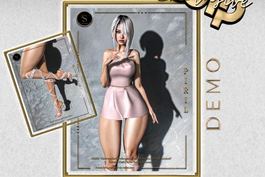 Piril Dress - Erika/Inithium/Legacy/Maitreya/Nhumana/Reborn/+mods, L$199 each/L$1670 FP | Piril Boots - Legacy/MaitreyaX/Reborn, L$150 each/L$740 FP