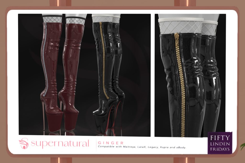Ginger Boots - Inithium/Legacy/Maitreya/Reborn/+mods	&lt;a href=&quot;http://maps.secondlife.com/secondlife/Supernatural/124/123/21&quot; target=&quot;_blank&quot;&gt;Teleport&lt;/a&gt;