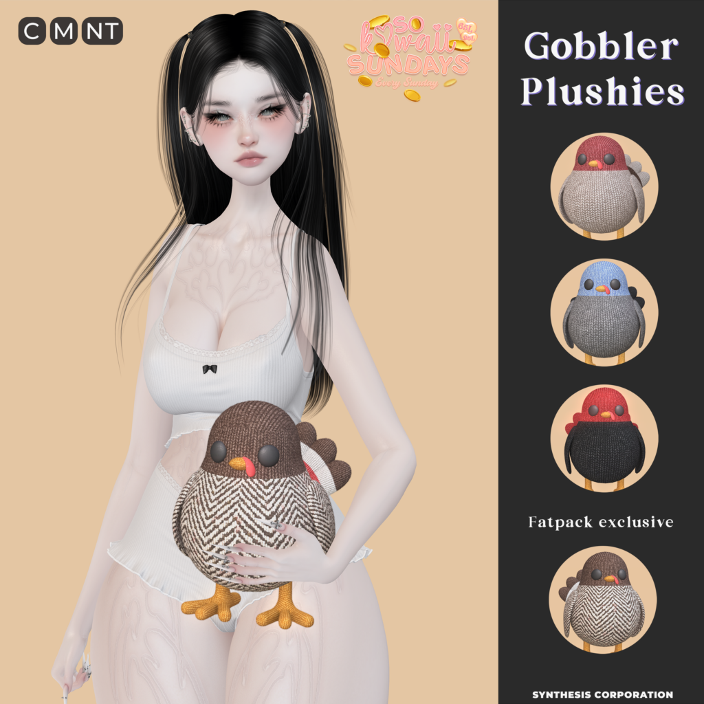 Gobbler Plushies Holdable	&lt;a href=&quot;https://maps.secondlife.com/secondlife/Maison%20Holdings/249/112/801&quot; target=&quot;_blank&quot;&gt;Teleport&lt;/a&gt;