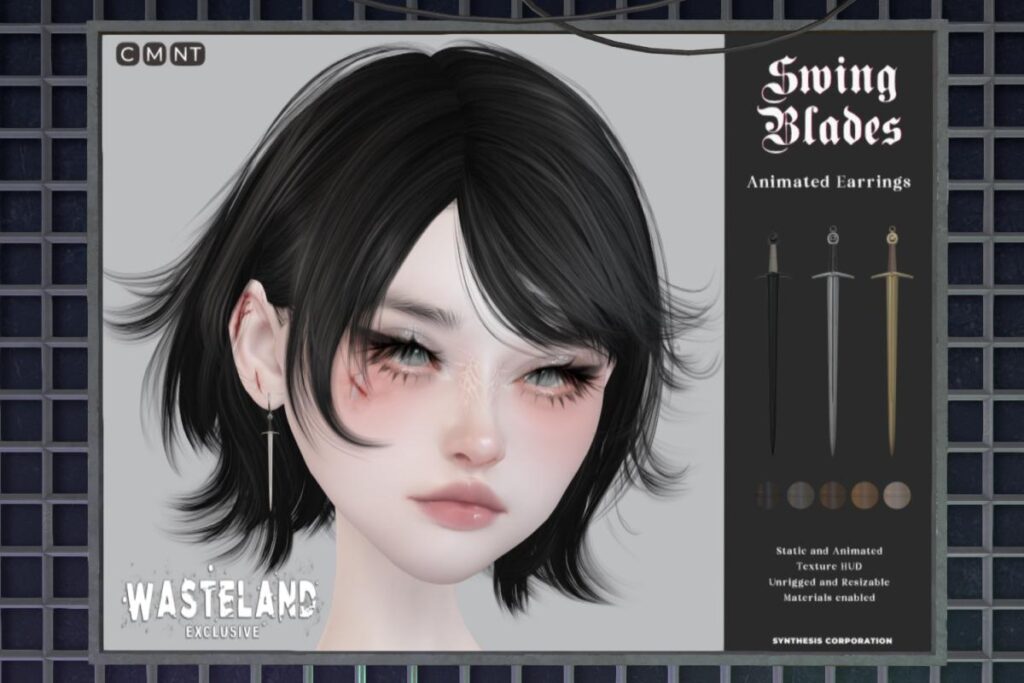 Swing Blades Animated Earrings, L$400