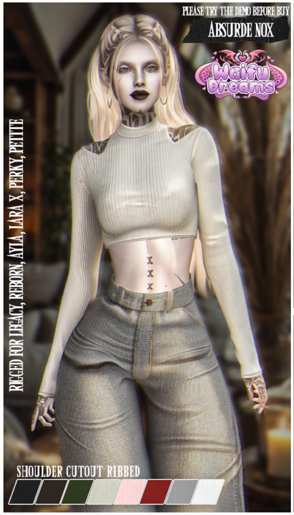 Shoulder Cutout Ribbed Top - Ayla/Legacy/MaitreyaX/Reborn/+mods