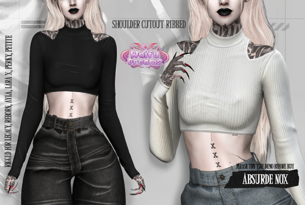 Shoulder Cutout Ribbed Top - Ayla/Legacy/MaitreyaX/Reborn/+mods