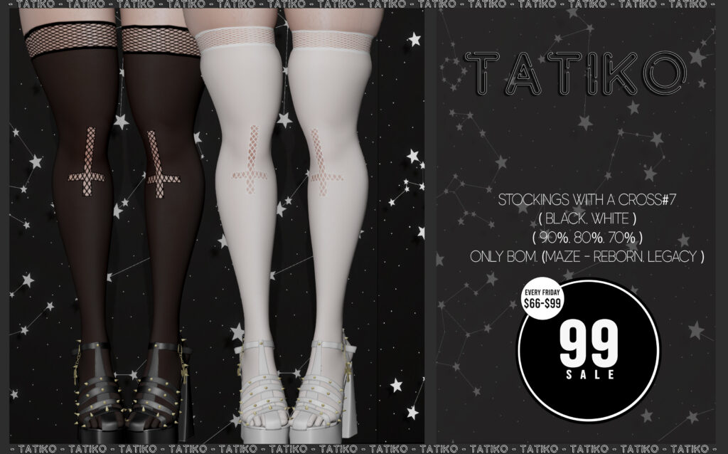 Stockings With A Cross #7 - BOM	<a href="http://maps.secondlife.com/secondlife/Zelopian/164/117/1739" target="_blank">Teleport</a>