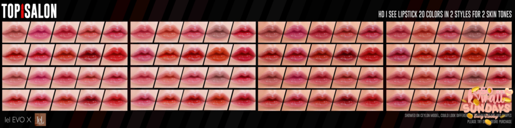 HD I See Lipstick - Evo/EvoX	&lt;a href=&quot;http://maps.secondlife.com/secondlife/Cosmic%20Valley/184/103/523&quot; target=&quot;_blank&quot;&gt;Teleport&lt;/a&gt;