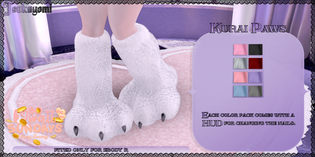 Kurai Paws - Reborn	&lt;a href=&quot;https://maps.secondlife.com/secondlife/Hashira/56/168/3&quot; target=&quot;_blank&quot;&gt;Teleport&lt;/a&gt;