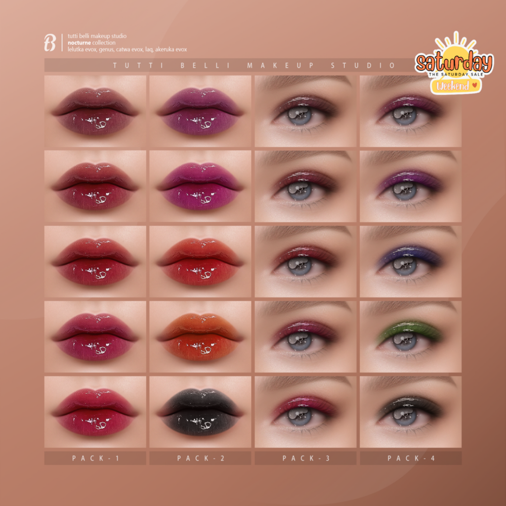 Nocturne Collection Eyeshadows &amp; Lipsticks - AkX/CatwaX/EvoX/Genus/LAQ/LOGOX	&lt;a href=&quot;http://maps.secondlife.com/secondlife/Malkine/79/162/501&quot; target=&quot;_blank&quot;&gt;Teleport&lt;/a&gt;