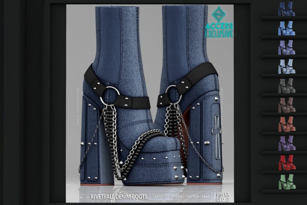 Rivetfall Denim Boots - Legacy/MaitreyaX/Reborn, L$249 each/L$999 FP