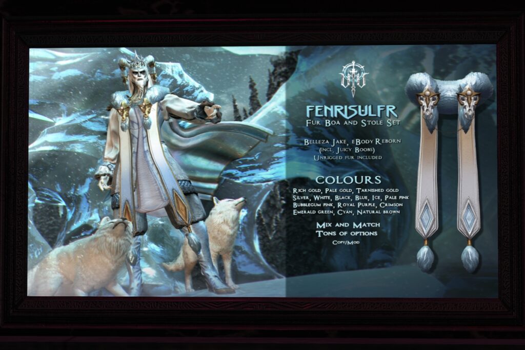Fenrisulfr Fur Stole - Jake/Reborn/+mods	&lt;a href=&quot;http://maps.secondlife.com/secondlife/Eldritch/145/155/1016&quot; target=&quot;_blank&quot;&gt;Teleport&lt;/a&gt;
