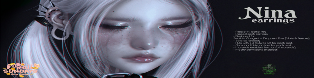 Nina Earrings - Swallow Dropped/Swallow Gauged	&lt;a href=&quot;http://maps.secondlife.com/secondlife/Tomoeda/65/187/28&quot; target=&quot;_blank&quot;&gt;Teleport&lt;/a&gt;