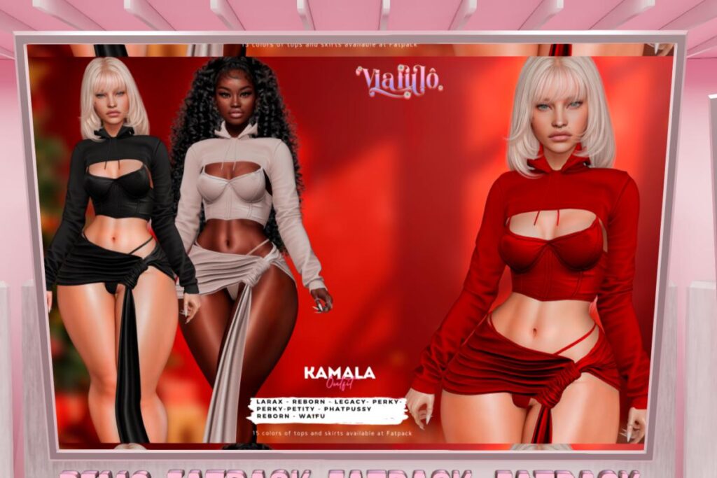 Kamala Top, Sweatshirt and Skirt - Legacy/MaitreyaX/Reborn/+mods, L$190 each/L$950 each FP