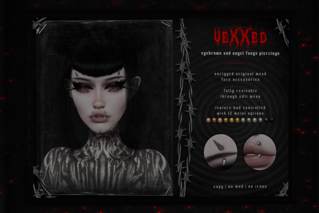 Vexxed Eyebrows and Angel Fangs Piercings, L$399