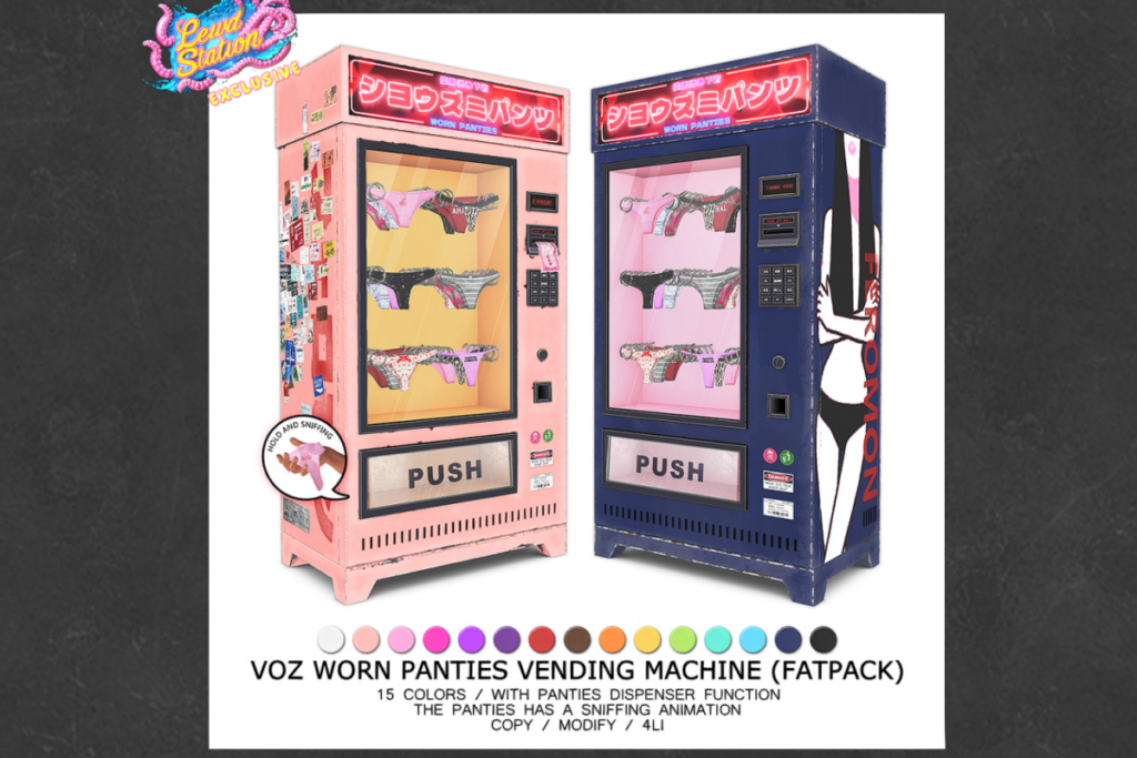 Worn Panties Vending Machine Decor, L$234 each/L$1234 FP