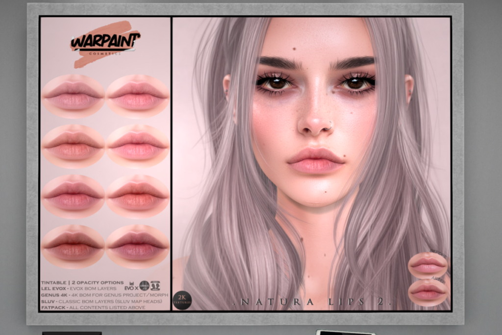 Natural Lips 2 - Bom/EvoX/Genus, L$240 each/L$520 FP