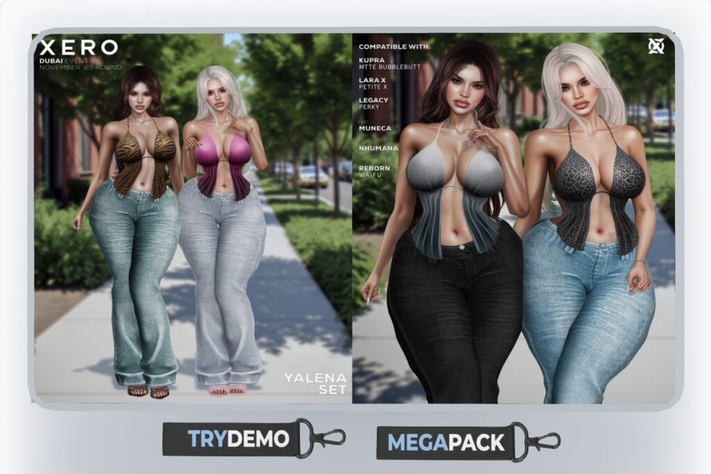 Yalena Set - Inithium/Legacy/MaitreyaX/Nhumana/Reborn/Yentements, L$515 each Body Pack/L$1199 each FP/L$2049 MP