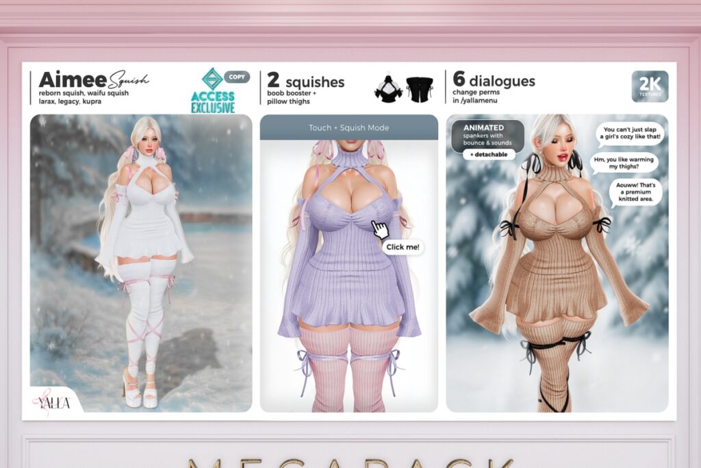 Aimee Outfit - Inithium/Legacy/MaitreyaX/Reborn/+mods, L$399-L$499 each/L$1999-L$2500 each FP/L$3999 MP