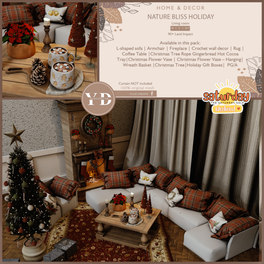 Nature Bliss Holiday Decor Set	&lt;a href=&quot;http://maps.secondlife.com/secondlife/Your%20Dreams/40/132/23&quot; target=&quot;_blank&quot;&gt;Teleport&lt;/a&gt;