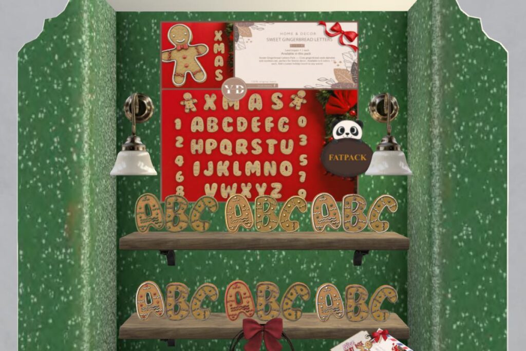 Sweet Gingerbread Letters, L$150 each/L$390 FP