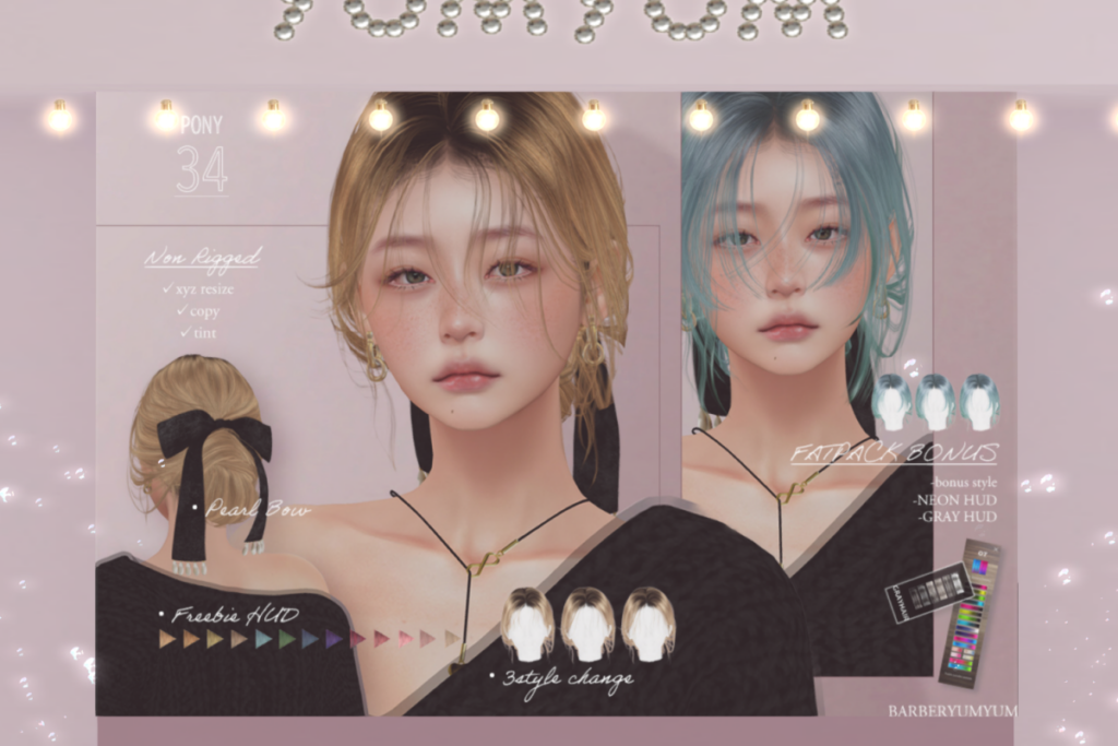 P34 Hair, L$350 each/L$790 FP