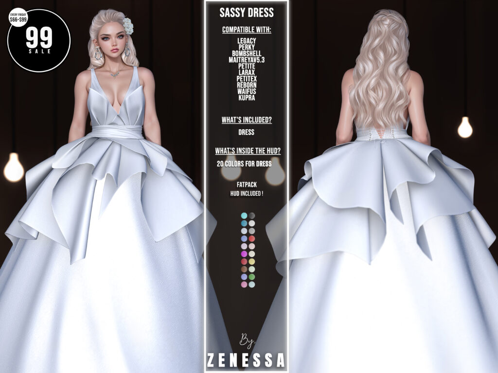 Sassy Dress - Inithium/Legacy/Maitreya/Reborn/+mods	&lt;a href=&quot;http://maps.secondlife.com/secondlife/Couture%20Way/72/34/22&quot; target=&quot;_blank&quot;&gt;Teleport&lt;/a&gt;