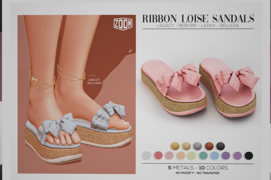 Ribbon Loise Sandals - GenX/Legacy/MaitreyaX/Reborn, L$220