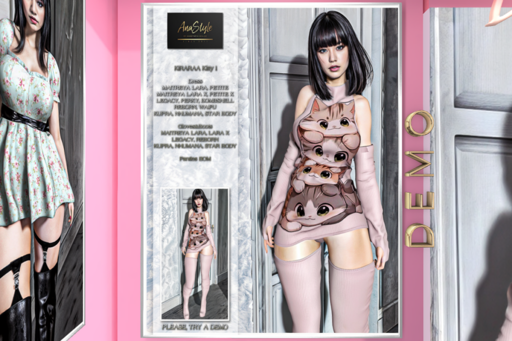 Kirara Kitty Dress, Gloves, Panties, Boots - Inithium/Legacy/Maitreya/Nhumana/Reborn/Star/+mods, L$99 - L$199 each/L$450 Set/L$210 - 1670 each FP