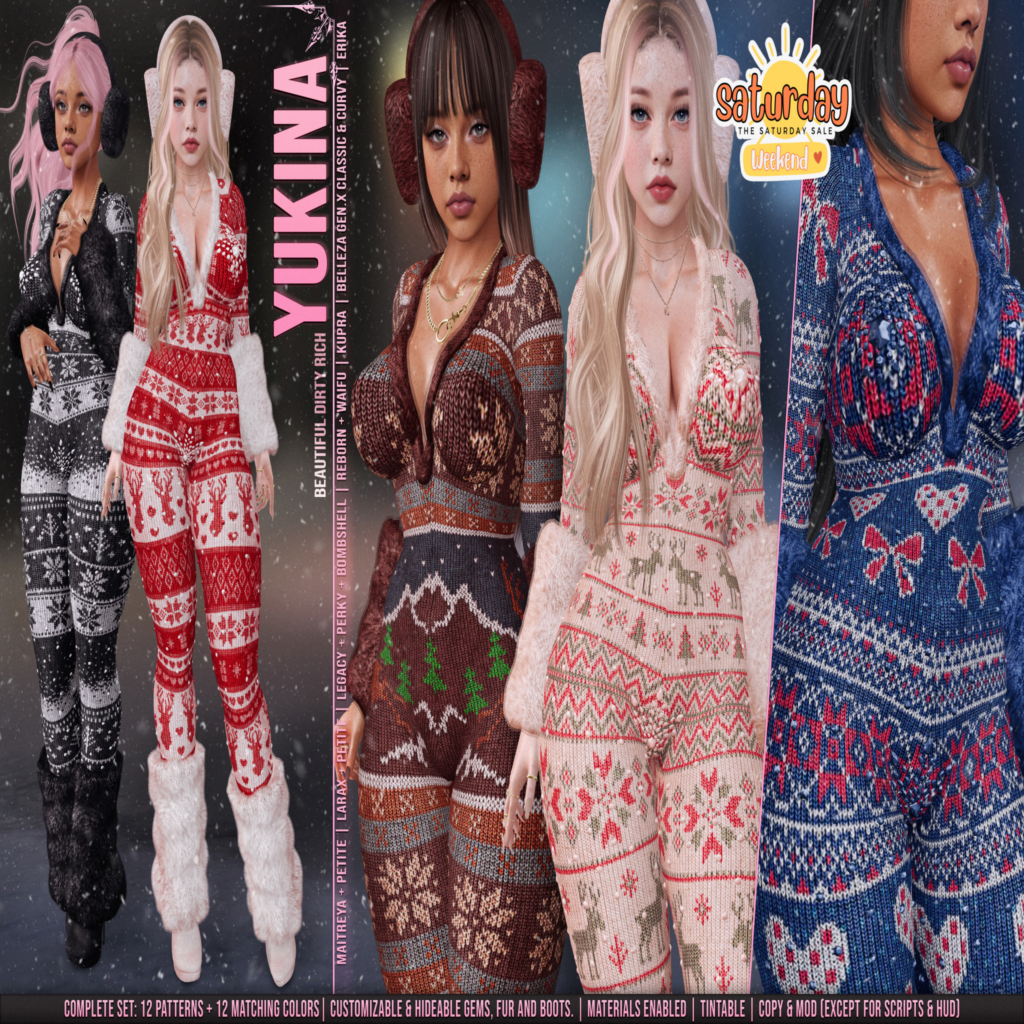 Yukina Holiday Set - Erika/GenX/Inithium/Legacy/Maitreya/Reborn/+mods	&lt;a href=&quot;http://maps.secondlife.com/secondlife/Beautiful%20Dirty%20Rich/125/121/22&quot; target=&quot;_blank&quot;&gt;Teleport&lt;/a&gt;