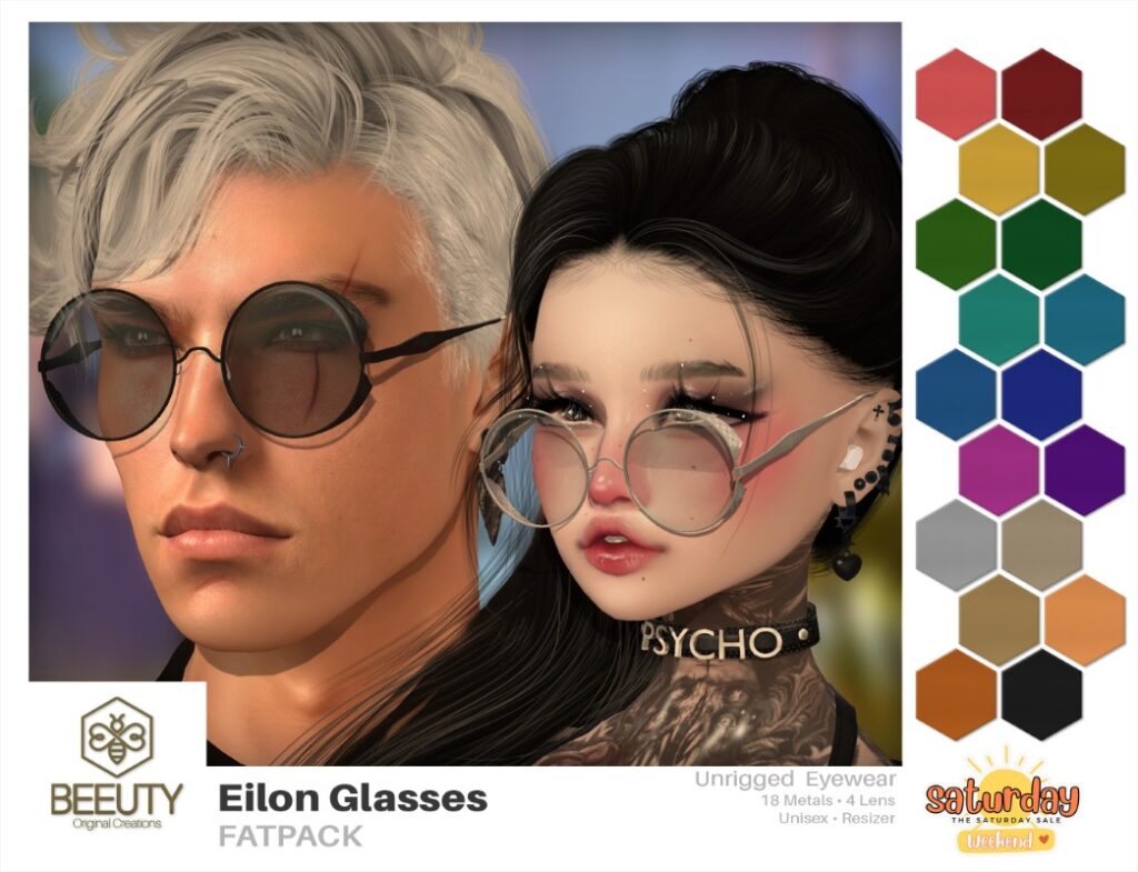 Eilon Glasses	&lt;a href=&quot;http://maps.secondlife.com/secondlife/Northwich%20Land/41/191/30&quot; target=&quot;_blank&quot;&gt;Teleport&lt;/a&gt;