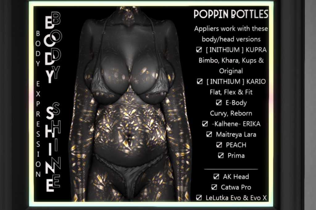 Poppin Bottles Body Shine - See Ad For Fits, L$200  each/L$1200 FP