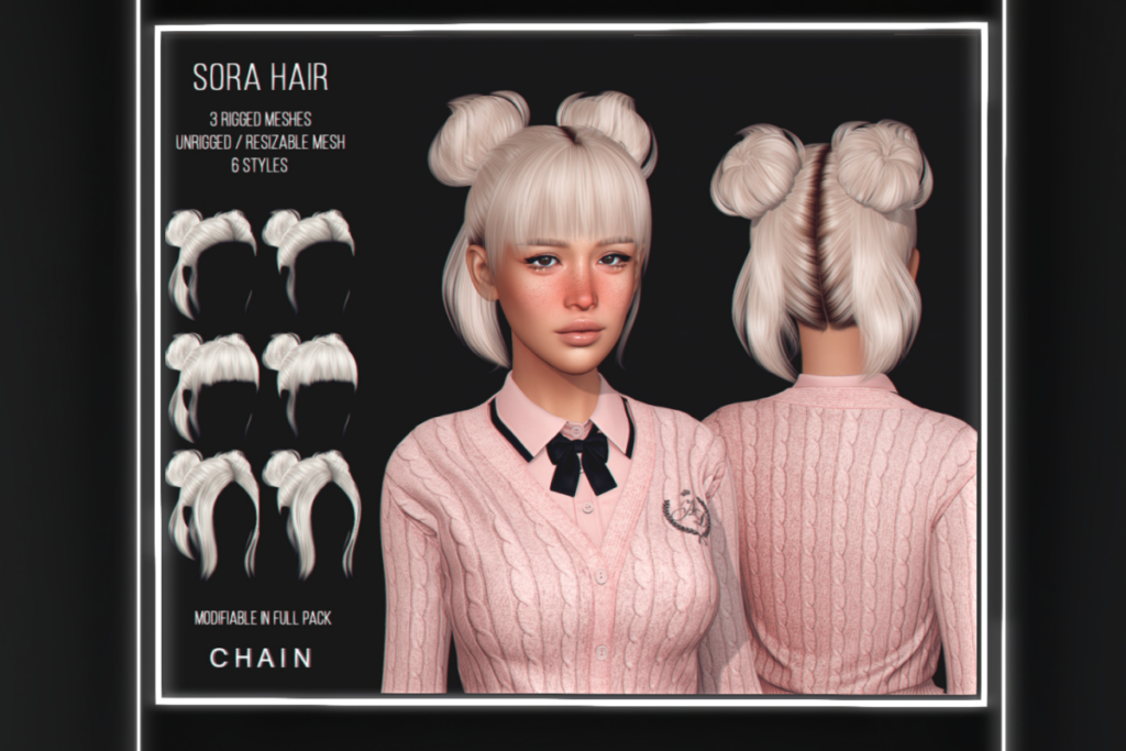 Sora Hair, L$300 each/L$900 FP