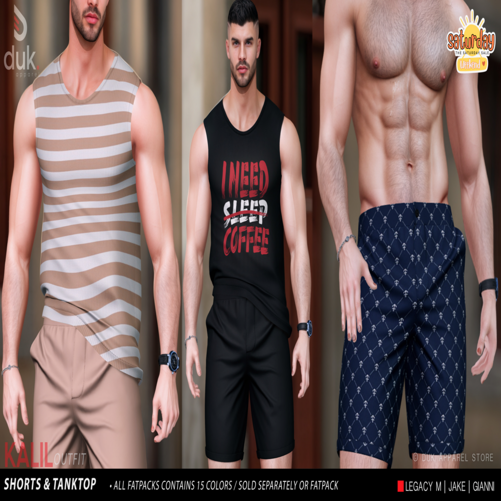 Kalil Outfit - Gianni/Jake/Legacy	&lt;a href=&quot;http://maps.secondlife.com/secondlife/Heartbreak/139/143/94&quot; target=&quot;_blank&quot;&gt;Teleport&lt;/a&gt;