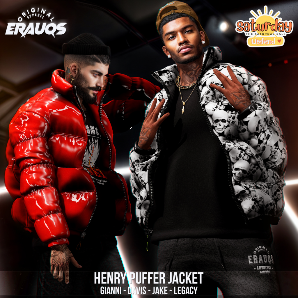 Henry Puffer Jacket  Davis/Gianni//Jake/Legacy	&lt;a href=&quot;http://maps.secondlife.com/secondlife/Ascendant/118/68/52&quot; target=&quot;_blank&quot;&gt;Teleport&lt;/a&gt;