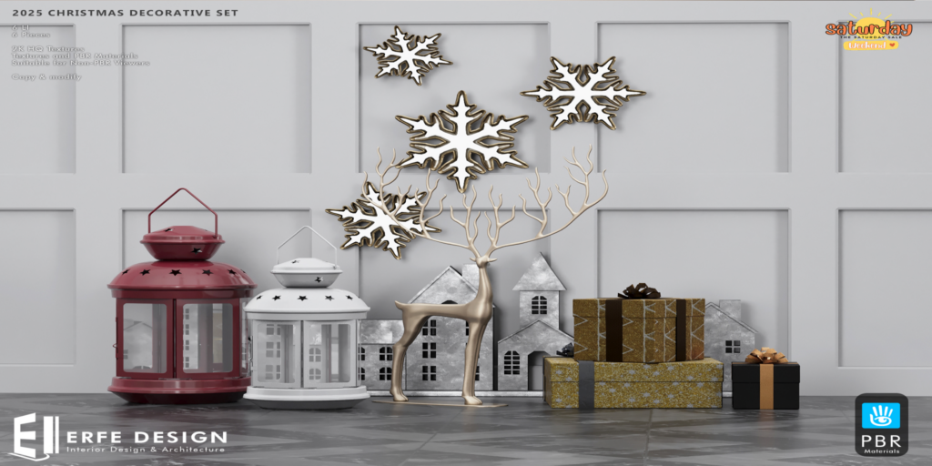 Christmas Decorative Set	&lt;a href=&quot;http://maps.secondlife.com/secondlife/Corona/143/146/23&quot; target=&quot;_blank&quot;&gt;Teleport&lt;/a&gt;