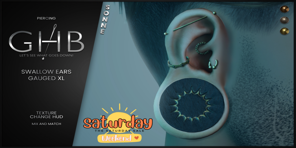 Sonne - Swallow Gauged XL	&lt;a href=&quot;http://maps.secondlife.com/secondlife/Filhomes/17/181/3531&quot; target=&quot;_blank&quot;&gt;Teleport&lt;/a&gt;