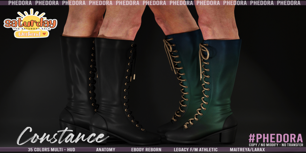 Constance Boots - Anatomy/Legacy F+M/Maitreya/Reborn/+mods	&lt;a href=&quot;http://maps.secondlife.com/secondlife/Sandy%20Shores/41/214/25&quot; target=&quot;_blank&quot;&gt;Teleport&lt;/a&gt;