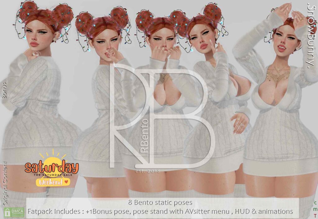 Snowbunny Poses	&lt;a href=&quot;http://maps.secondlife.com/secondlife/Lost%20Inhibitions/192/195/24&quot; target=&quot;_blank&quot;&gt;Teleport&lt;/a&gt;