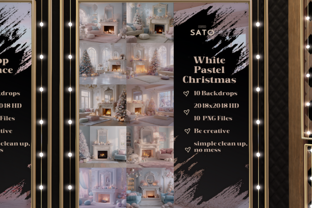 White Pastel Christmas Backdrops, L$180