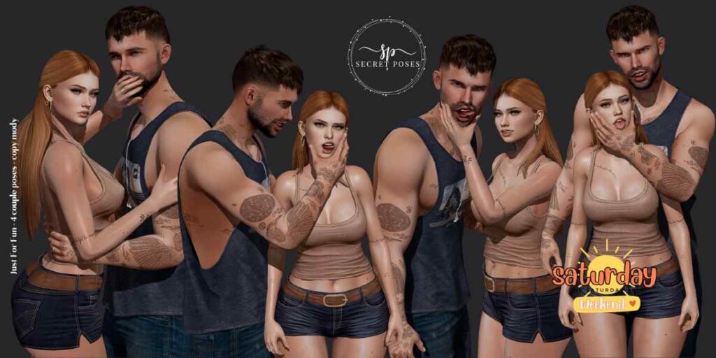 Just For Fun Couple Poses	&lt;a href=&quot;http://maps.secondlife.com/secondlife/Cuddles%20Coast/64/69/3501&quot; target=&quot;_blank&quot;&gt;Teleport&lt;/a&gt;