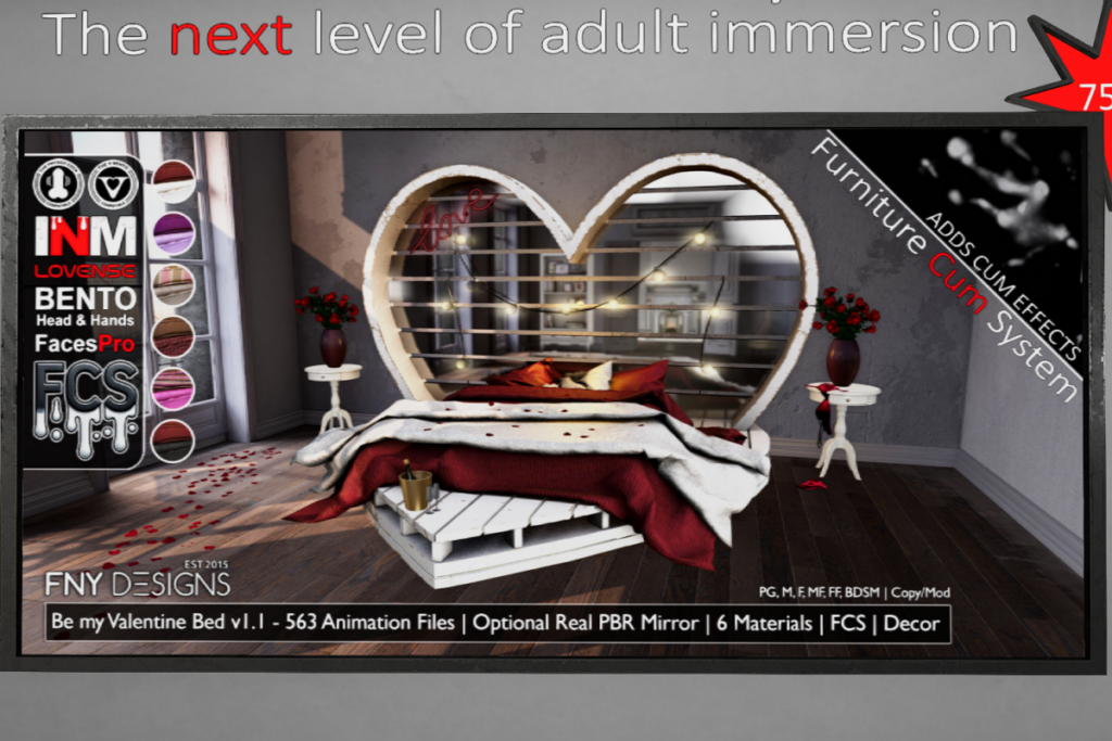 Be My Valentine Bed v1.1, L$625