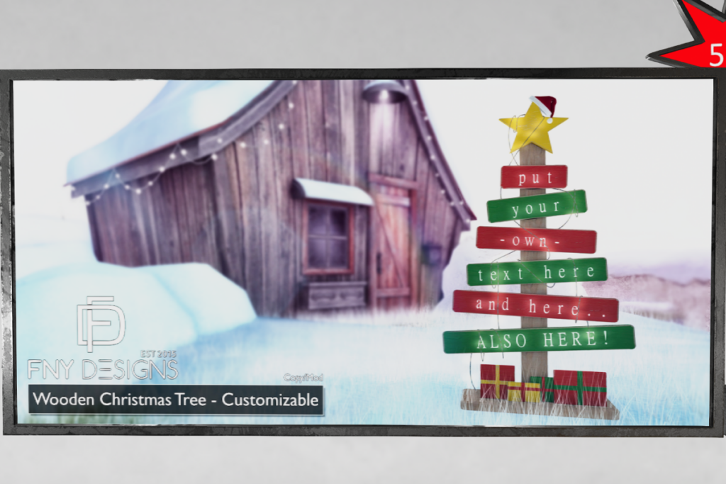 Wooden Christmas Tree - Customizable, L$150