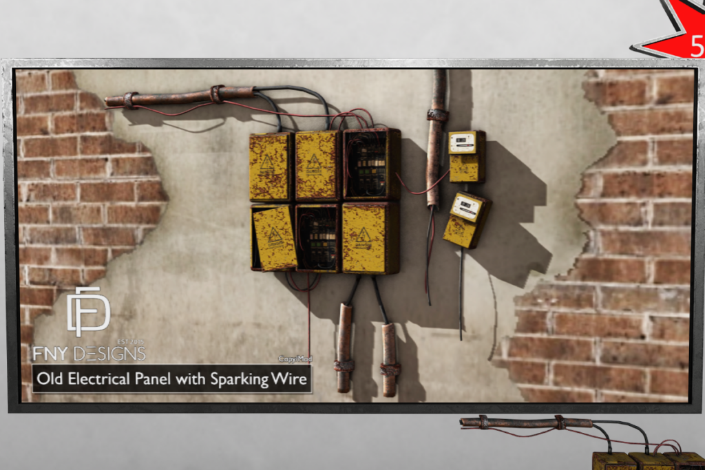 Old Electrical Panel with Sparking Wire, L$200