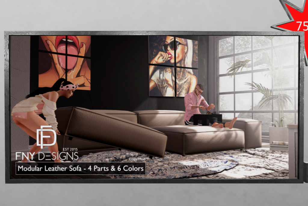 Modular Leather Sofa, L$375