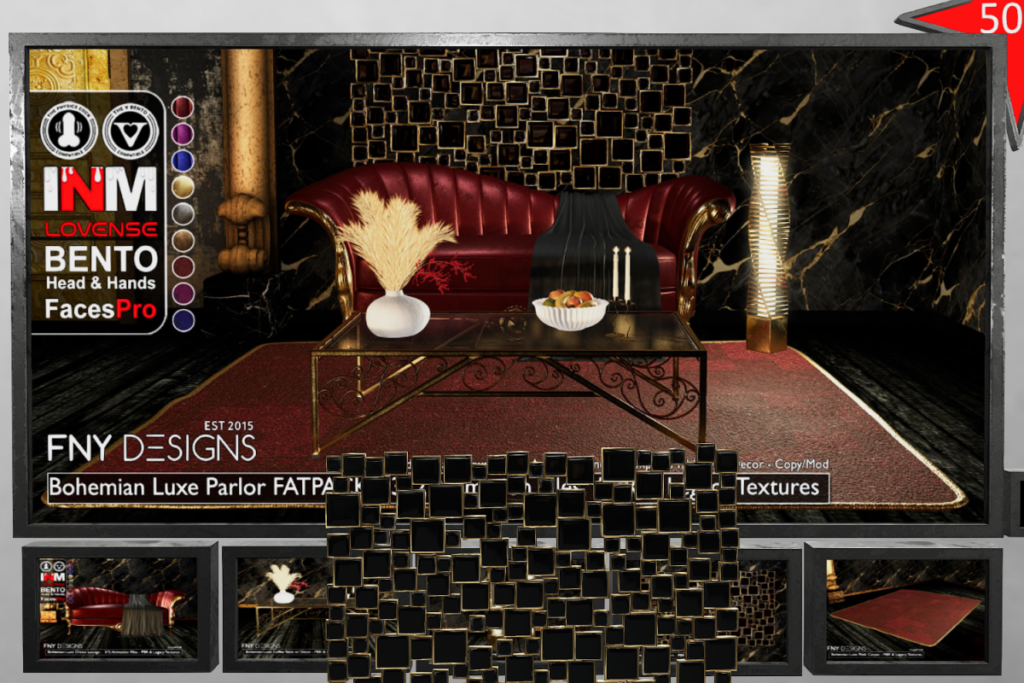 Bohemian Luxe Parlor Set, L$100-L$650 each/L$1100 FP