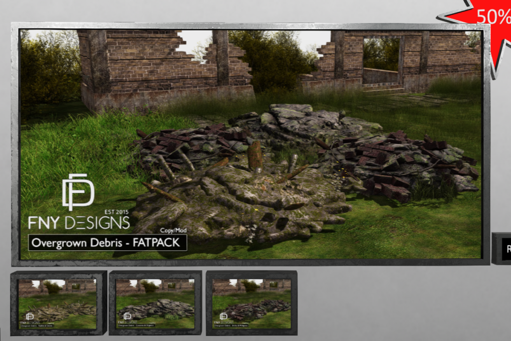 Overgrown Debris, L$200 each/L$500 FP