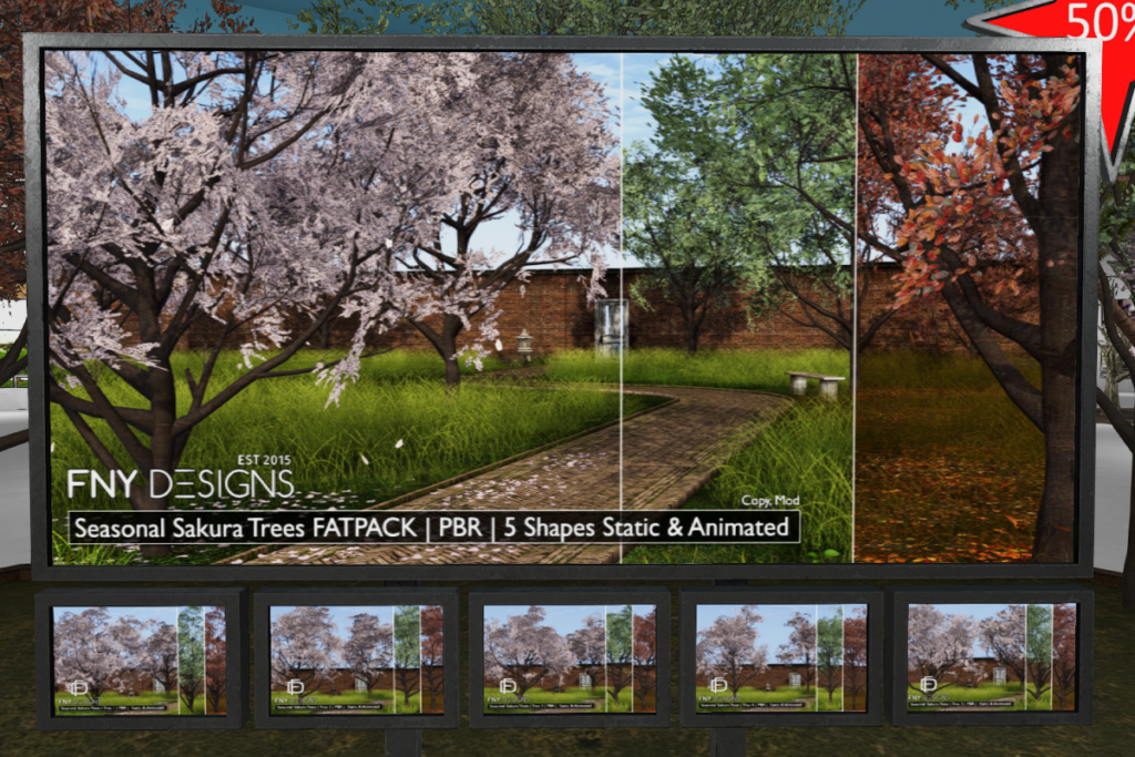 Seasonal Sakura Trees, L$200 each/L$800 FP