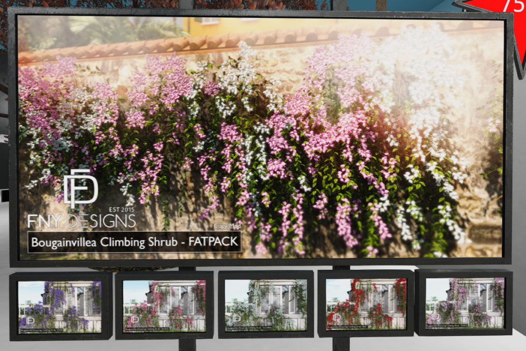 Bougainvillea Climbing Shrug, L$125 each/L$500 FP