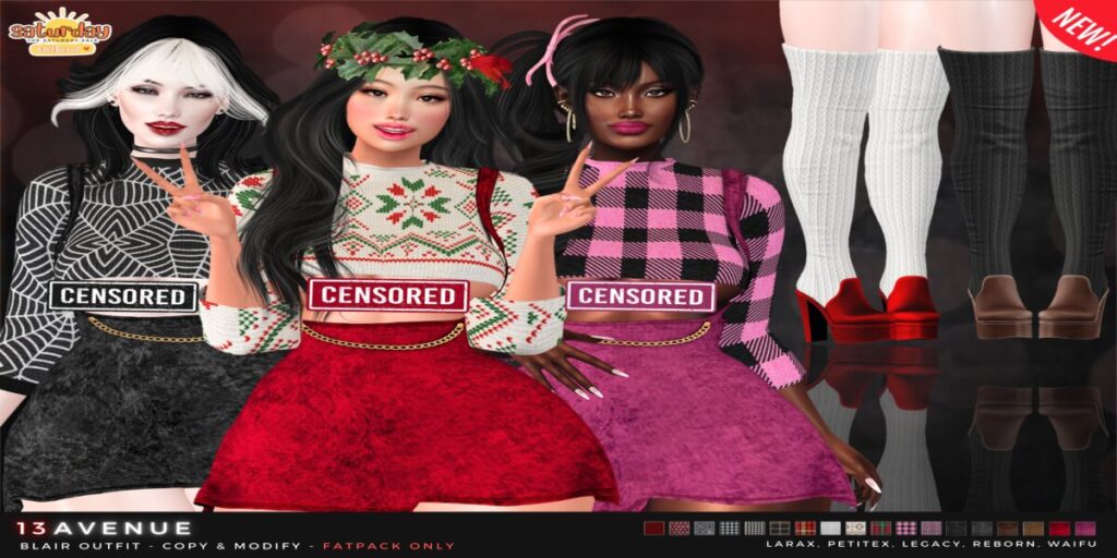 Blair Outfit - Legacy/MaitreyaX/Reborn/+mods	<a href="http://maps.secondlife.com/secondlife/Belmont/245/240/3320" target="_blank">Teleport</a>