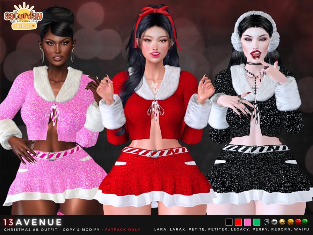 Christmas #B Top &amp; Skirt Set - Legacy/Maitreya/Reborn/+mods	&lt;a href=&quot;http://maps.secondlife.com/secondlife/Belmont/223/239/3333&quot; target=&quot;_blank&quot;&gt;Teleport&lt;/a&gt;